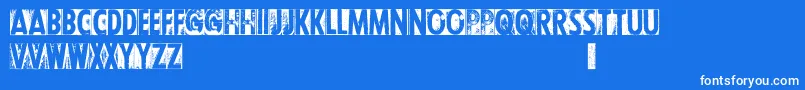 CfletterpresstypepersonalR-fontti – valkoiset fontit sinisellä taustalla