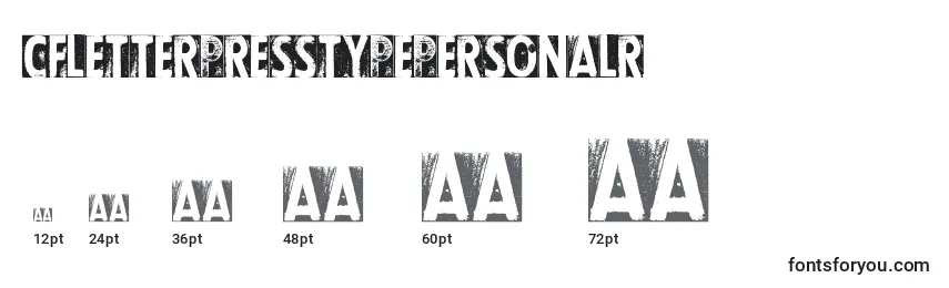 Größen der Schriftart CfletterpresstypepersonalR