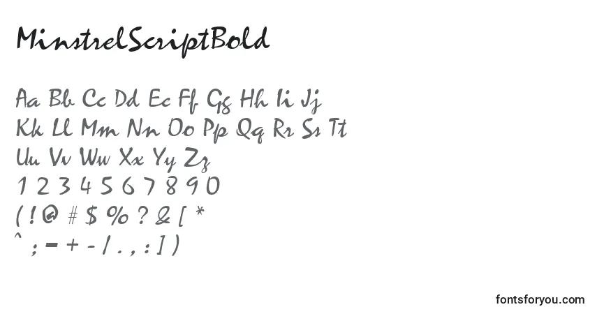 Шрифт MinstrelScriptBold – алфавит, цифры, специальные символы