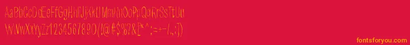Strawobbly-Schriftart – Orangefarbene Schriften auf rotem Hintergrund