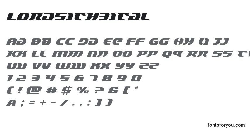 Шрифт Lordsith3ital – алфавит, цифры, специальные символы