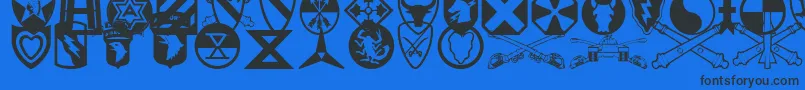UsArmyIi-Schriftart – Schwarze Schriften auf blauem Hintergrund