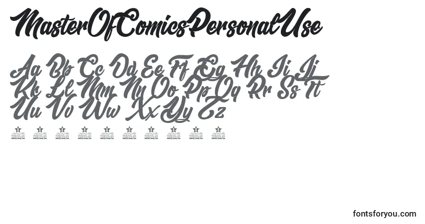 Schriftart MasterOfComicsPersonalUse – Alphabet, Zahlen, spezielle Symbole