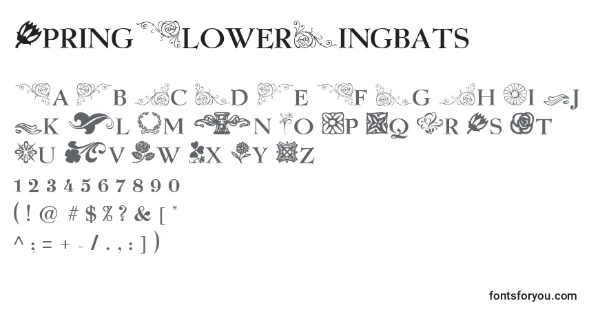 A fonte SpringFlowerDingbats – alfabeto, números, caracteres especiais