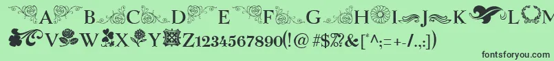 SpringFlowerDingbats Font – Black Fonts on Green Background