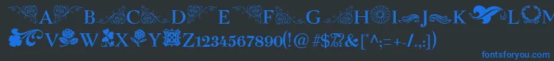 SpringFlowerDingbats Font – Blue Fonts on Black Background