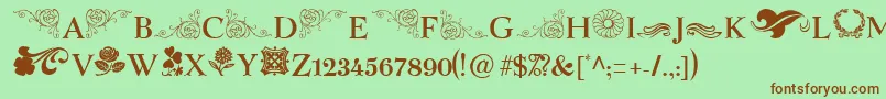 SpringFlowerDingbats Font – Brown Fonts on Green Background