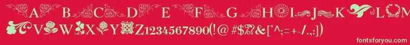 SpringFlowerDingbats Font – Green Fonts on Red Background