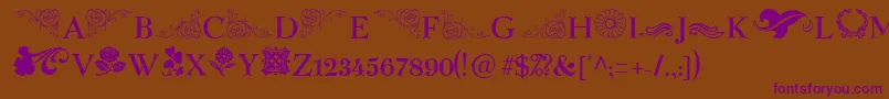 フォントSpringFlowerDingbats – 紫色のフォント、茶色の背景
