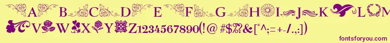 SpringFlowerDingbats Font – Purple Fonts on Yellow Background