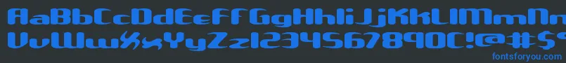 フォントUnxgalaw – 黒い背景に青い文字