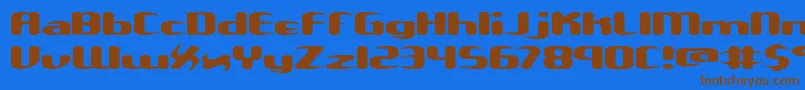フォントUnxgalaw – 茶色の文字が青い背景にあります。