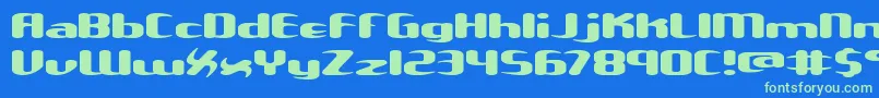 Unxgalaw-fontti – vihreät fontit sinisellä taustalla