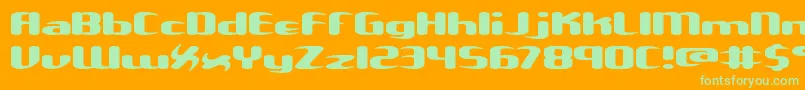 フォントUnxgalaw – オレンジの背景に緑のフォント