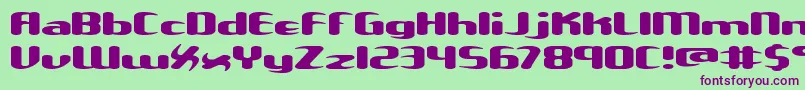 フォントUnxgalaw – 緑の背景に紫のフォント