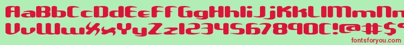 Unxgalaw-Schriftart – Rote Schriften auf grünem Hintergrund
