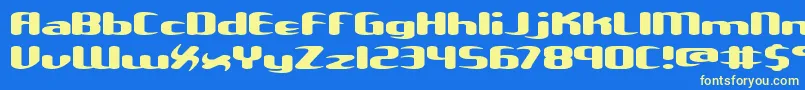 フォントUnxgalaw – 黄色の文字、青い背景