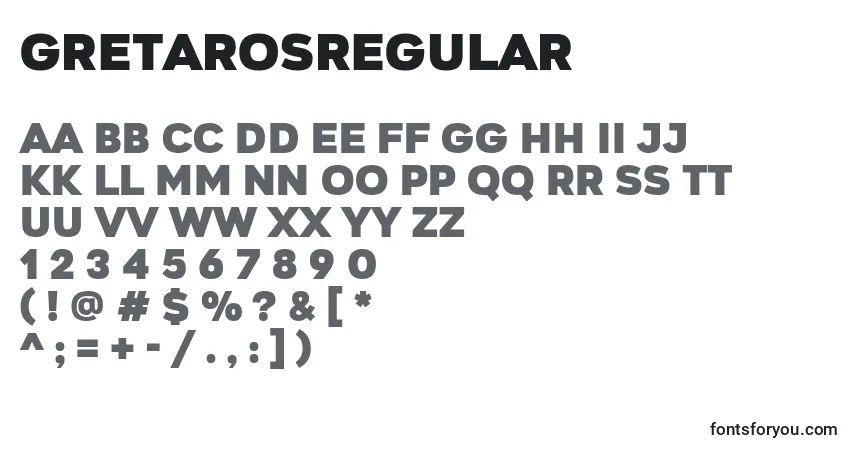 A fonte GretarosRegular (114217) – alfabeto, números, caracteres especiais