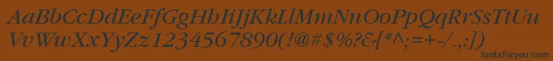 Fonte Vaniel3Italic – fontes pretas em um fundo marrom