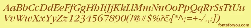 Czcionka Vaniel3Italic – brązowe czcionki na żółtym tle
