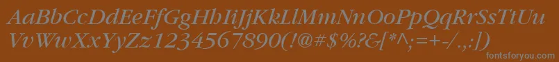 フォントVaniel3Italic – 茶色の背景に灰色の文字