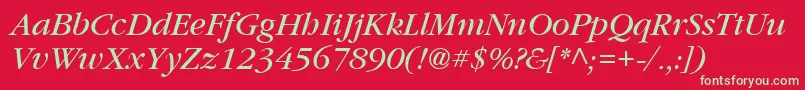 Vaniel3Italic Font – Green Fonts on Red Background