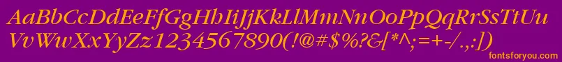 Vaniel3Italic Font – Orange Fonts on Purple Background