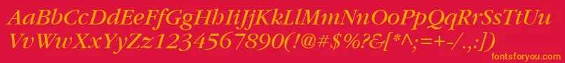 Police Vaniel3Italic – polices orange sur fond rouge