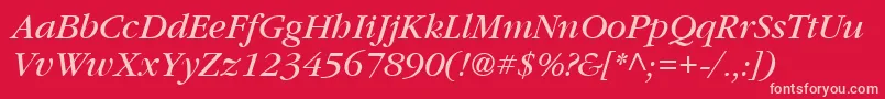 フォントVaniel3Italic – 赤い背景にピンクのフォント