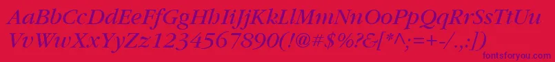Vaniel3Italic Font – Purple Fonts on Red Background