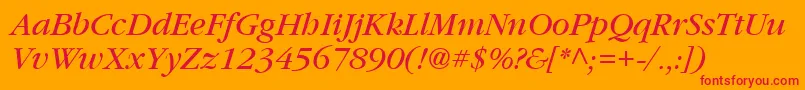 Vaniel3Italic Font – Red Fonts on Orange Background
