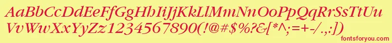Vaniel3Italic Font – Red Fonts on Yellow Background