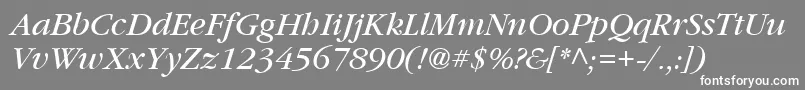 Vaniel3Italic-fontti – valkoiset fontit harmaalla taustalla