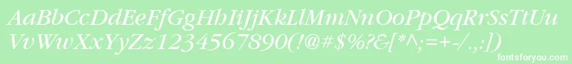 Шрифт Vaniel3Italic – белые шрифты на зелёном фоне