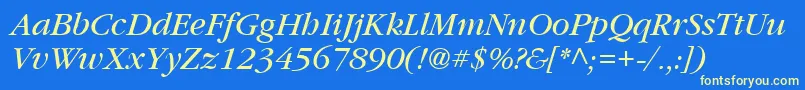 フォントVaniel3Italic – 黄色の文字、青い背景
