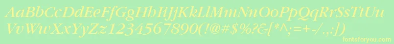 Vaniel3Italic Font – Yellow Fonts on Green Background
