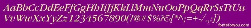 Vaniel3Italic Font – Yellow Fonts on Purple Background