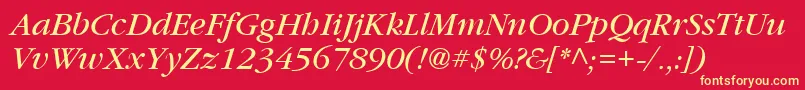 Vaniel3Italic Font – Yellow Fonts on Red Background
