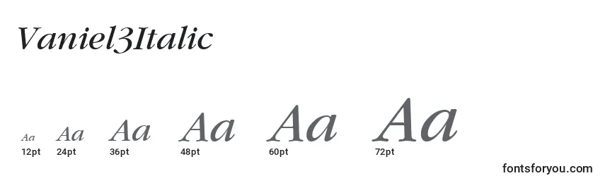 Vaniel3Italic Font Sizes