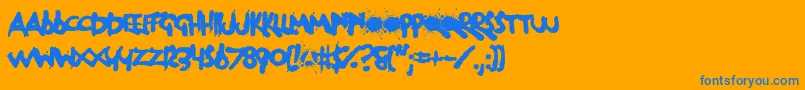 DogRough-Schriftart – Blaue Schriften auf orangefarbenem Hintergrund