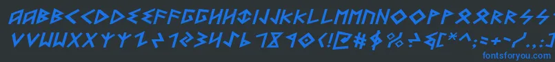 HeorotExpandedItalic Font – Blue Fonts on Black Background