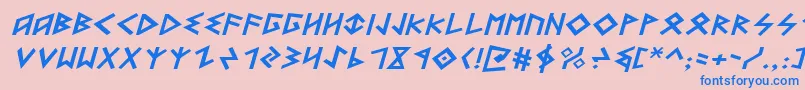 HeorotExpandedItalic Font – Blue Fonts on Pink Background