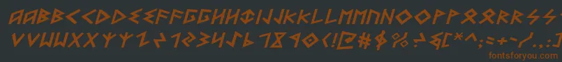 HeorotExpandedItalic-Schriftart – Braune Schriften auf schwarzem Hintergrund