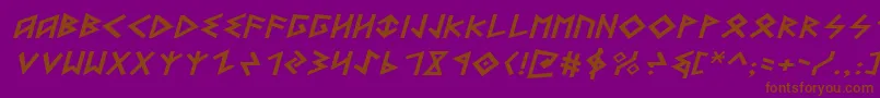 フォントHeorotExpandedItalic – 紫色の背景に茶色のフォント