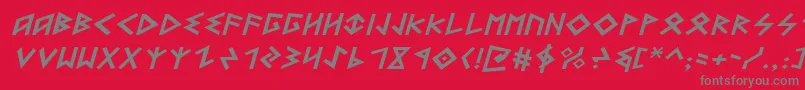 Fonte HeorotExpandedItalic – fontes cinzas em um fundo vermelho