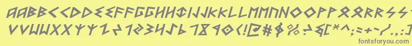 HeorotExpandedItalic-Schriftart – Graue Schriften auf gelbem Hintergrund