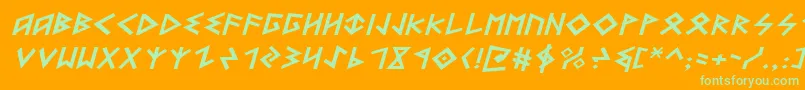 HeorotExpandedItalic-Schriftart – Grüne Schriften auf orangefarbenem Hintergrund