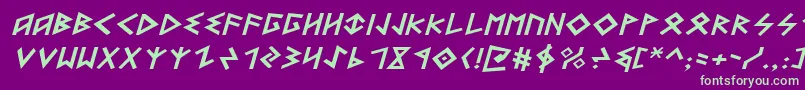 HeorotExpandedItalic-Schriftart – Grüne Schriften auf violettem Hintergrund