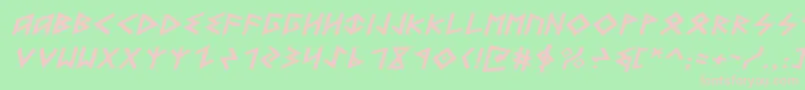 HeorotExpandedItalic-fontti – vaaleanpunaiset fontit vihreällä taustalla