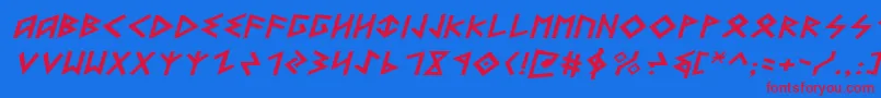 HeorotExpandedItalic Font – Red Fonts on Blue Background